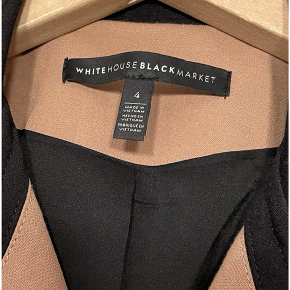 WHBM Jacket Size 4 Tan Black Moto Zip Blazer Office Siren Preppy Avant Garde - Picture 6 of 14